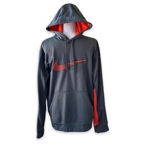 NIKE Hoodie Gray Orange Therma Fit